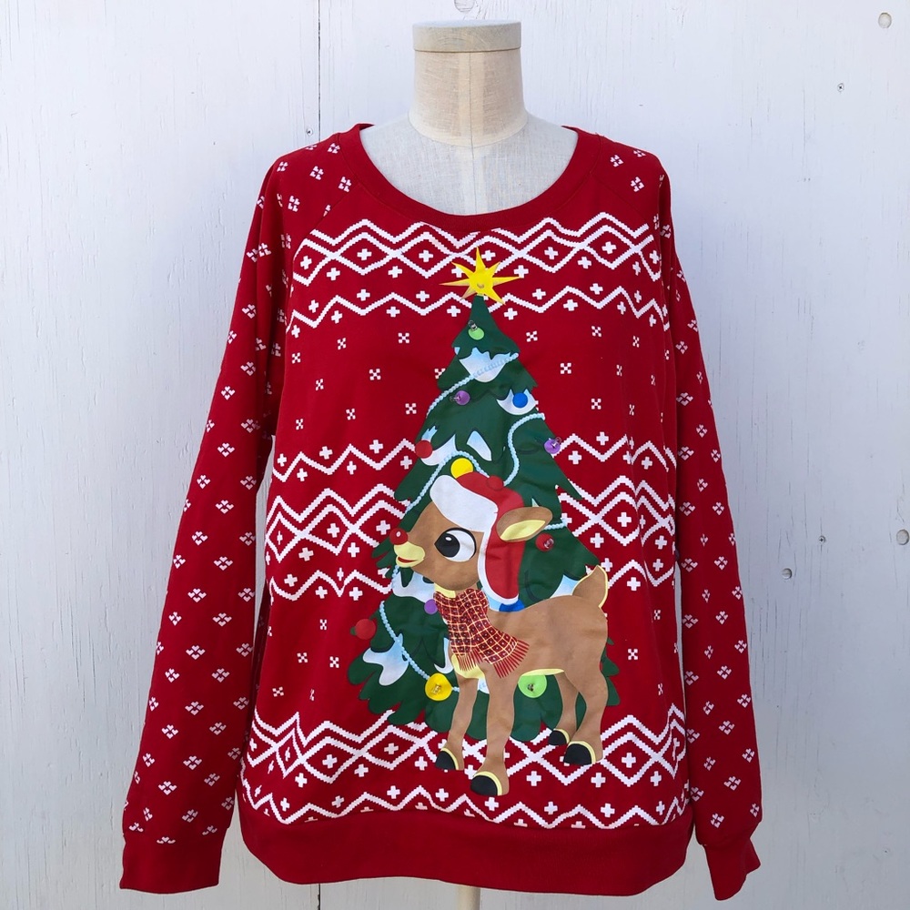 Rudolph Reindeer Christmas Sweatshirt XXL